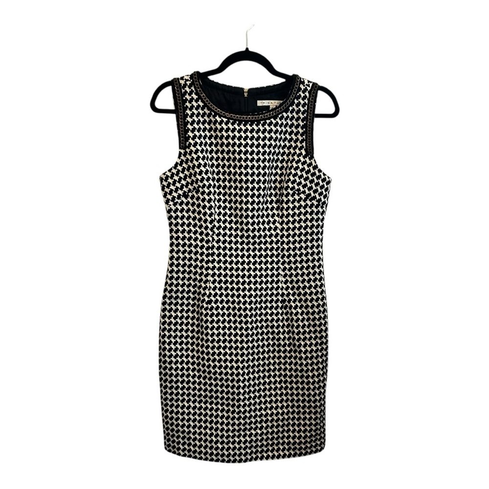 Trina Turk Black and White Houndstooth Sheath Dress Size 6